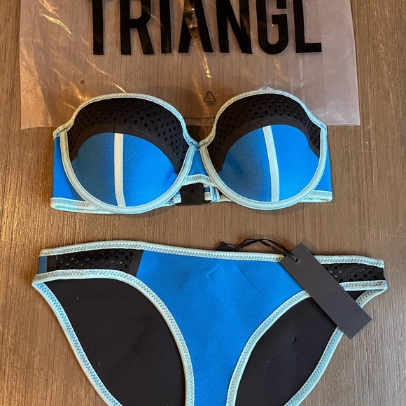 Triangl blue bikini set Top: Size Small + Bottom: Size M - Picture 3 of 6